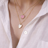 Pink and Pearl Heart Necklace