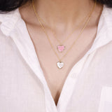 Pink and Pearl Heart Necklace