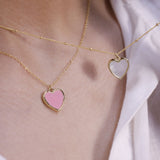 Pink and Pearl Heart Necklace